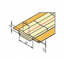 Керамическая подкладка трапециевидная КЕДР КП-12К (ширина 27 мм, канавка 12 мм скругленная, длина 600 мм)